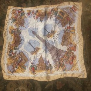 $90 VINTAGE L’HISTORIE DE PARIS SILK SCARF